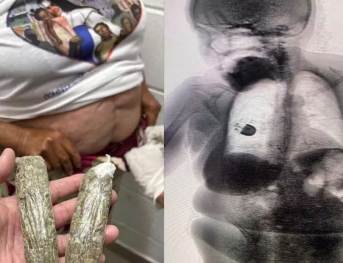 Idosa com camisa religiosa é presa ao tentar entrar com drogas escondidas no cós da roupa em presídio