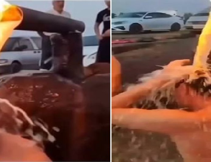 Vídeo de homem tomando 'banho com fogo' em fonte natural de água na Rússia é real; entenda a ciência por trás