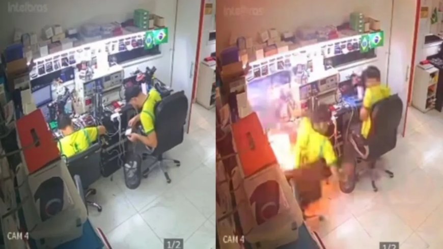 Técnico escapa por pouco após celular explodir durante troca de bateria; veja o vídeo