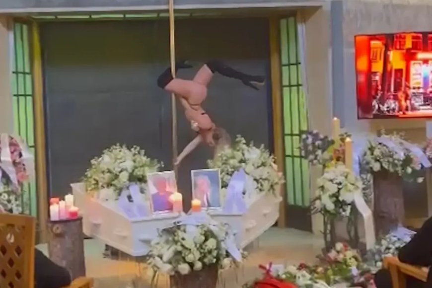 Velório vira palco de show de pole dance e cena entre os caixões deixa a internet em choque