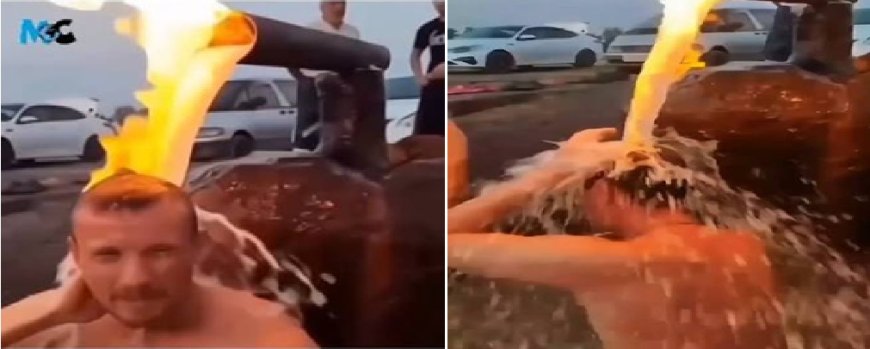 Vídeo de homem tomando 'banho com fogo' em fonte natural de água na Rússia é real; entenda a ciência por trás