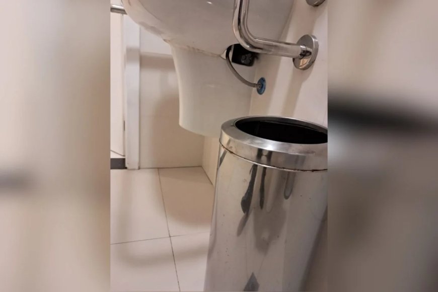 Pervertido é flagrado por câmera de segurança colocando câmera escondida em banheiro feminino
